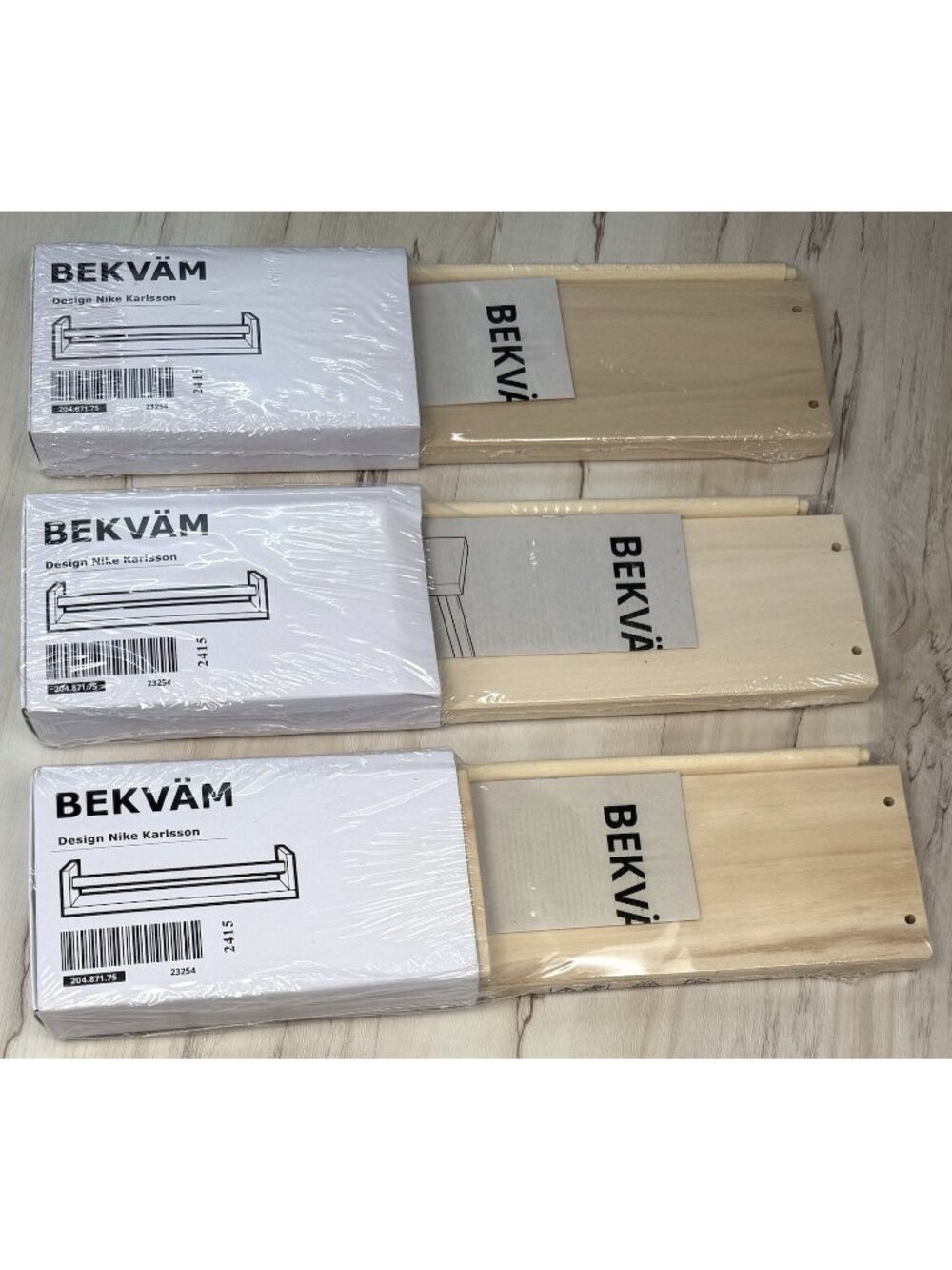 Lot 3 IKEA 16" Aspen Wood BEKVAM Spice Jar Storage Rack Shelf 204.871.75 NIP NEW